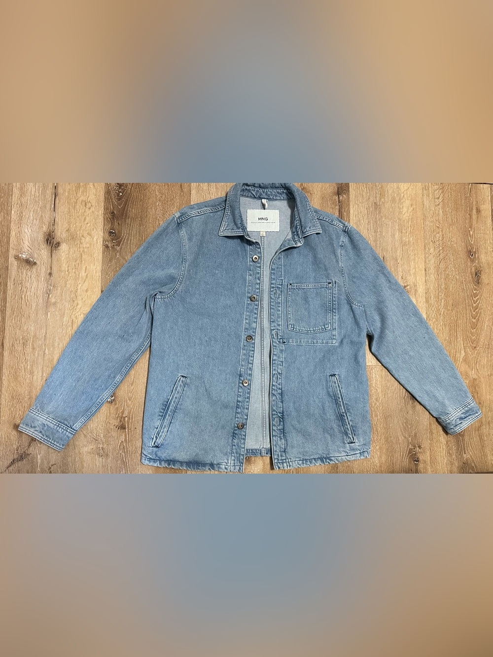 Mango Light Wash Denim Shirt Jacket - Men's